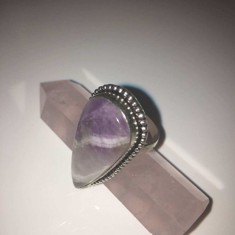 LACE AMETHYST/WHITE TOPAZ STERLING SILVER RING 💍 - Picture 4 of 8